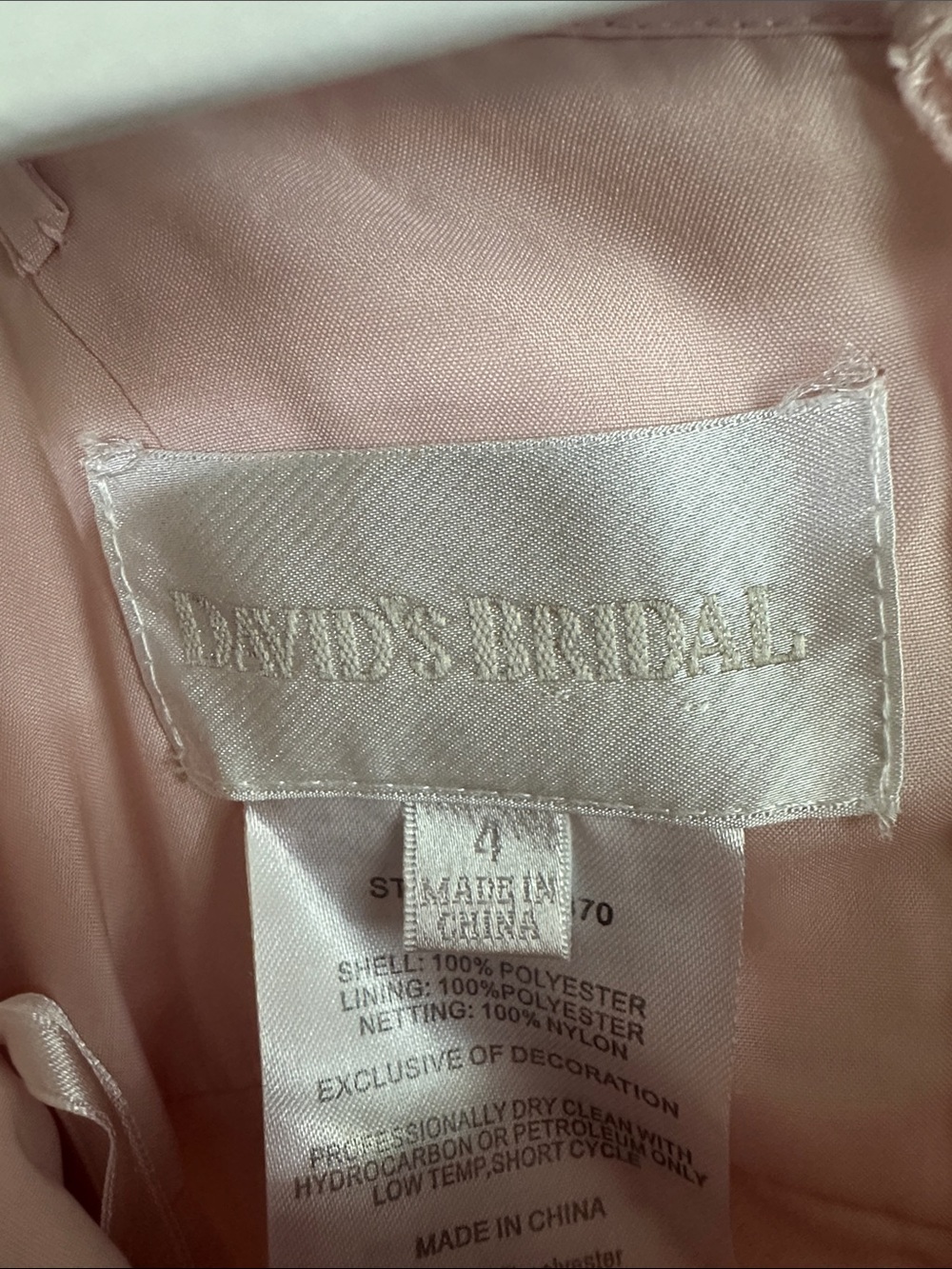 David's Bridal Blush Pink Sequin Bodice Tulle Dress with Satin Bow - Kids - Picture 2 of 4
